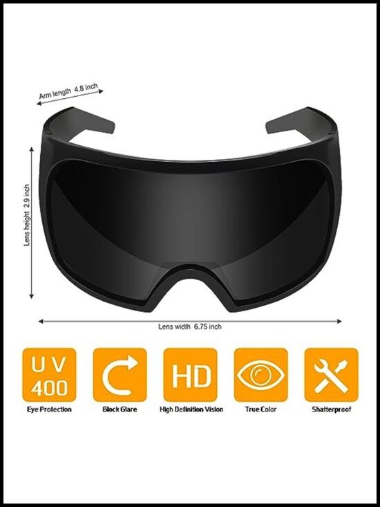 Oversized Wrap Around Shield Sunglasses Futuristic Rave Curved Lens main image 6